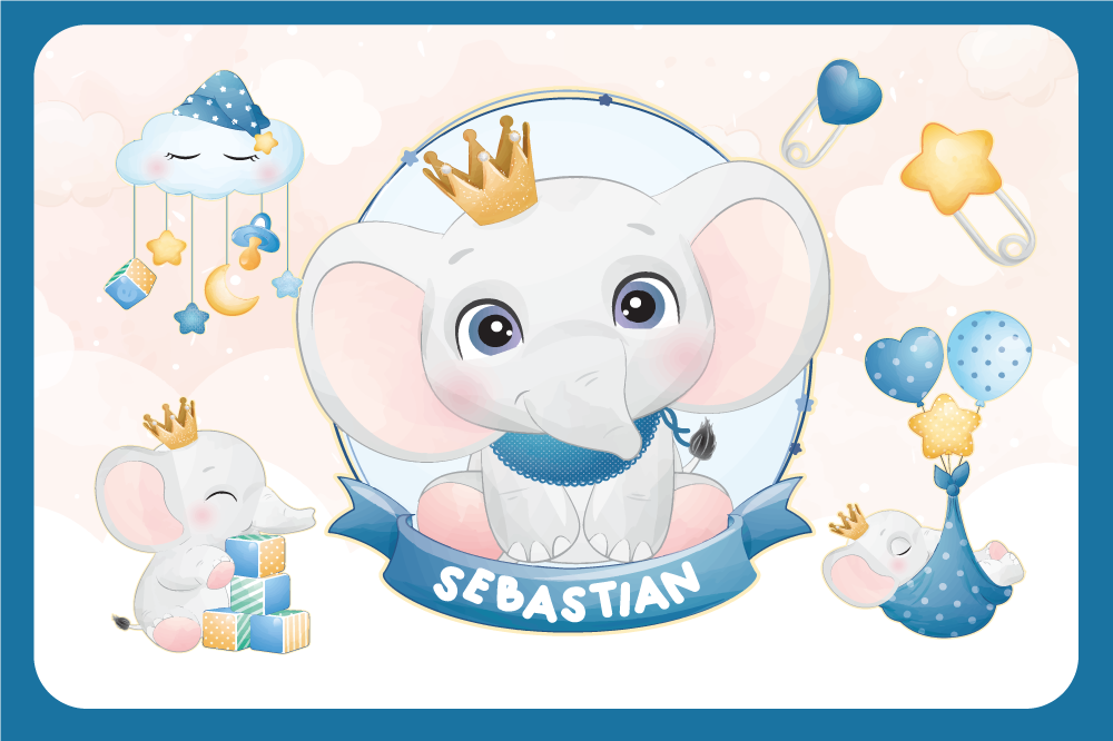 Individuais de mesa infantis ilustração de elefante fofo - TenStickers