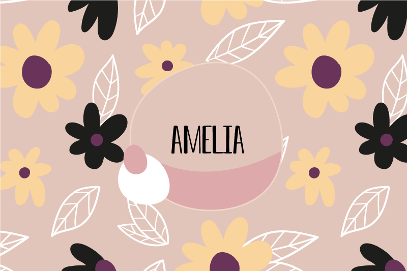 Individuais de mesa com nome Flores modernas coloridas - TenStickers