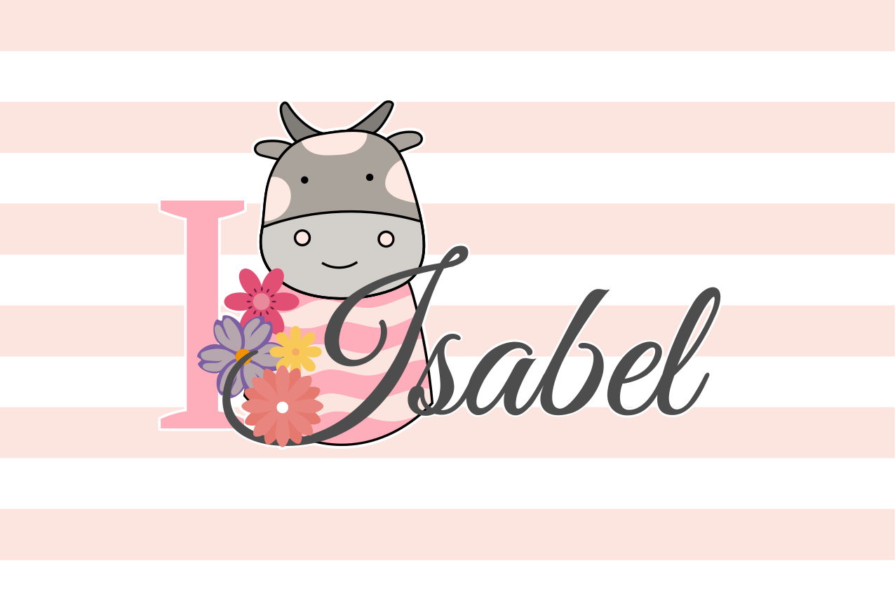 Individuais de mesa com nome personalização de vaca - TenStickers