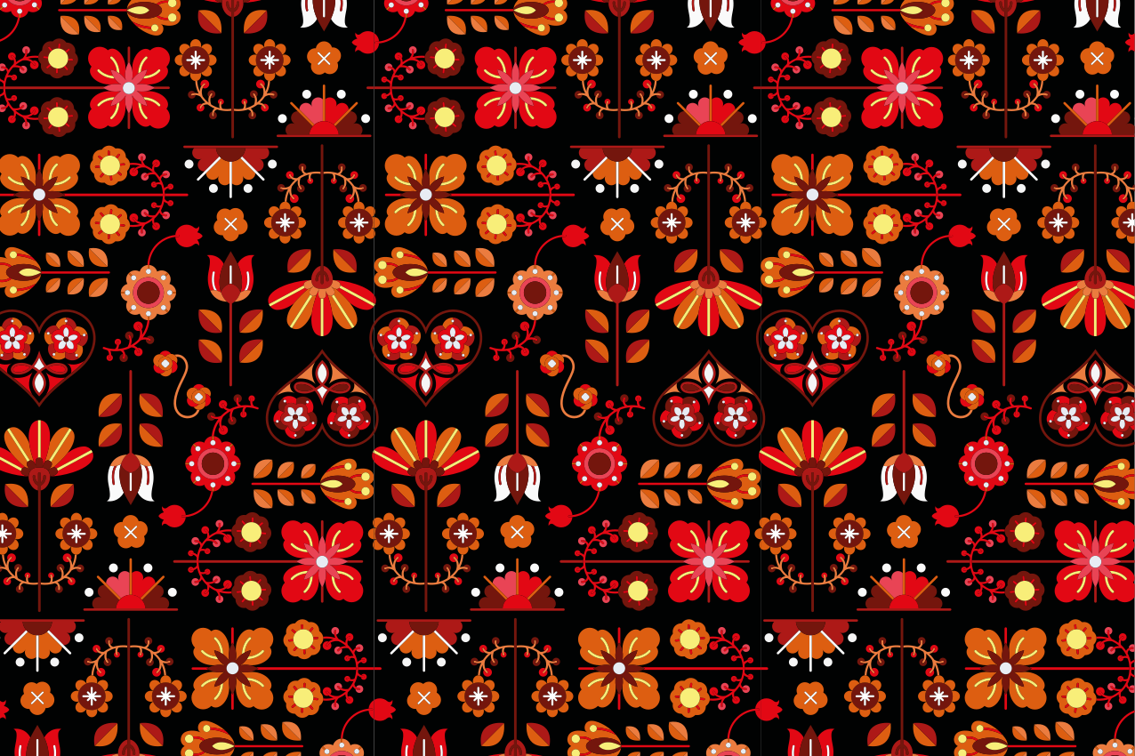 Individuais de mesa originais Ornamento folk étnico vermelho - TenStickers