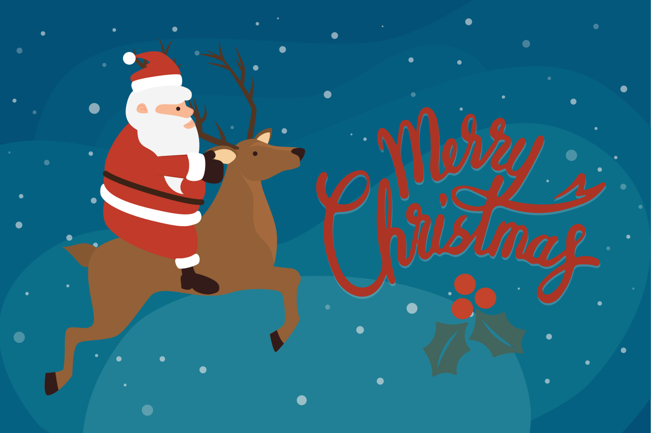 Individuais de mesa de Natal Papai noel com desenho de renas - TenStickers