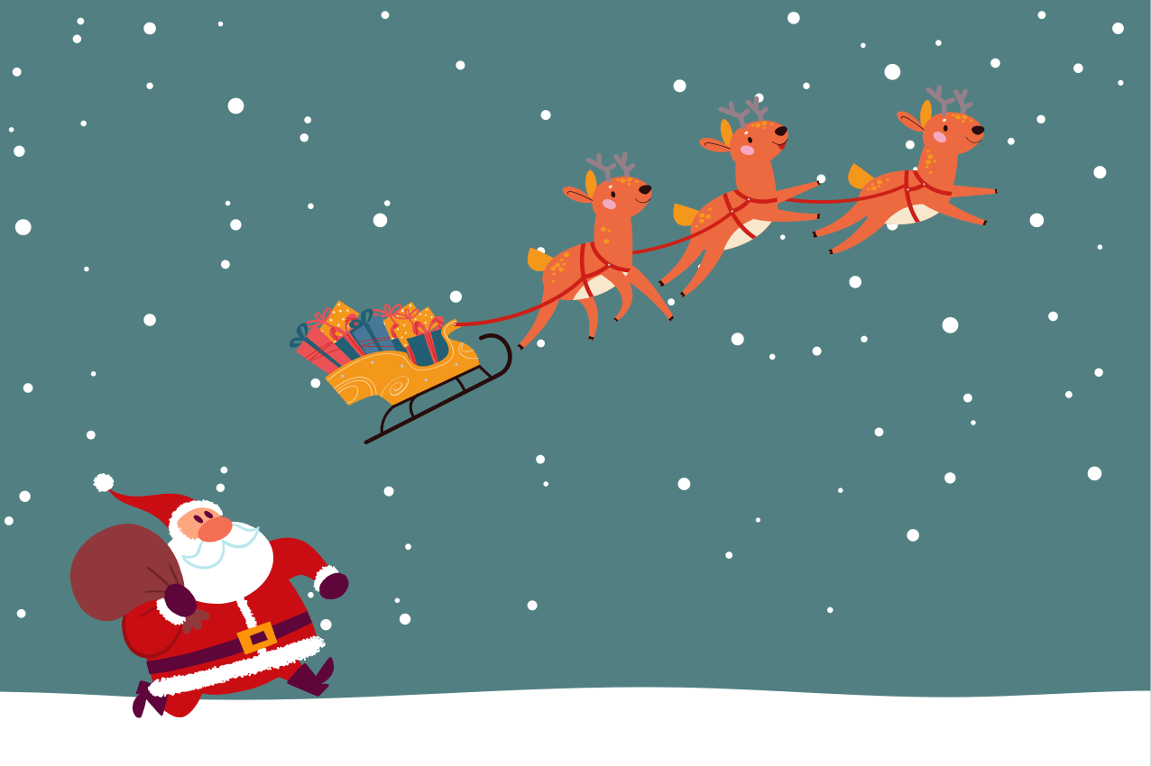 Individuais de mesa de Natal Papai noel perdeu seu trenó - TenStickers