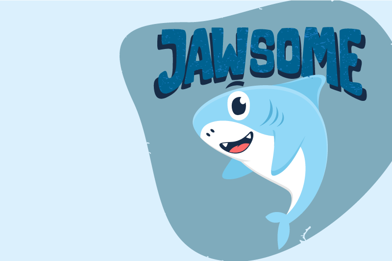 Individuais de mesa infantis com gráfico de tubarão alegre - TenStickers