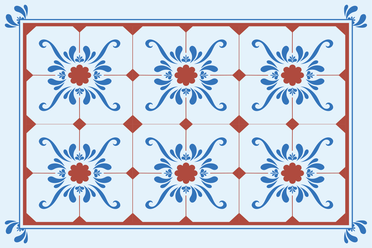 Individuais de mesa de texturas padrão floral vintage - TenStickers