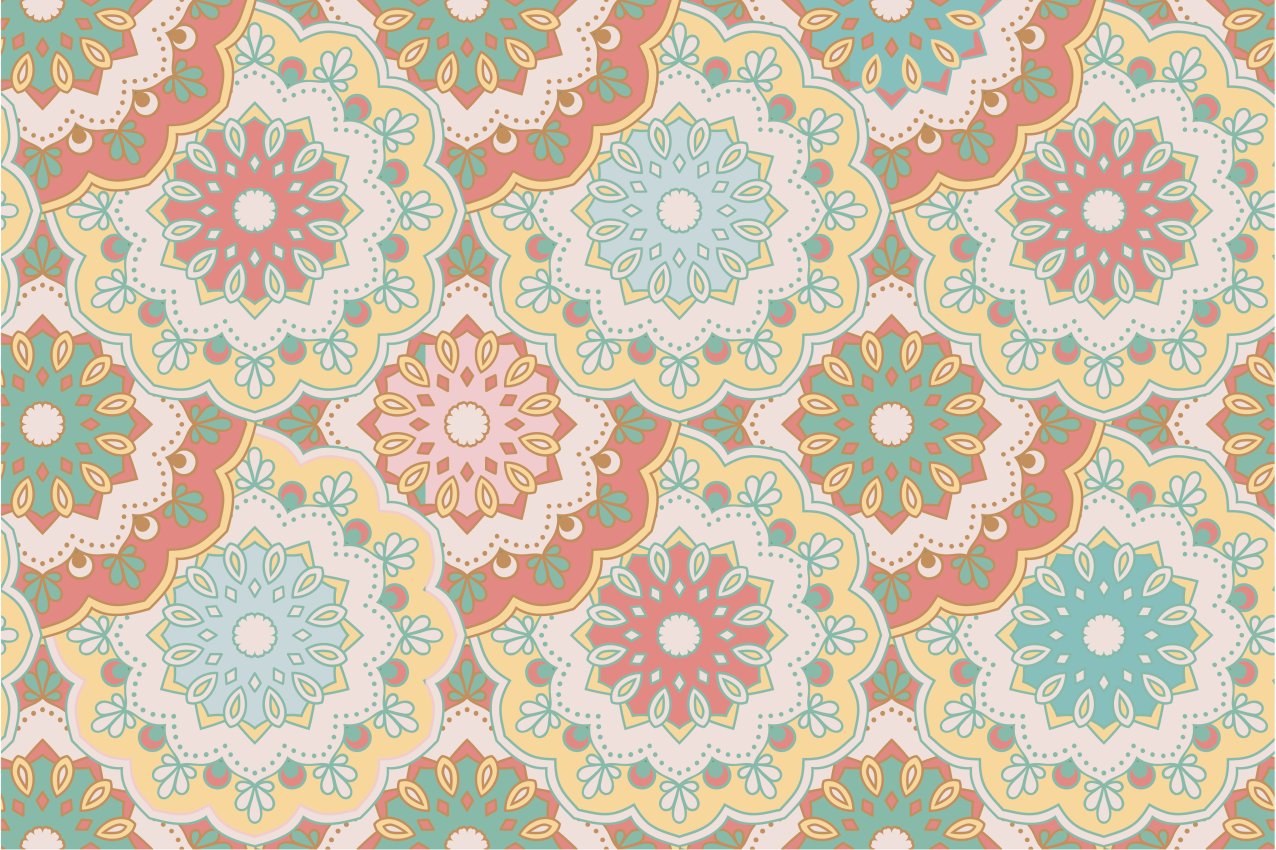 Individuais de mesa de texturas padrões florais coloridos - TenStickers