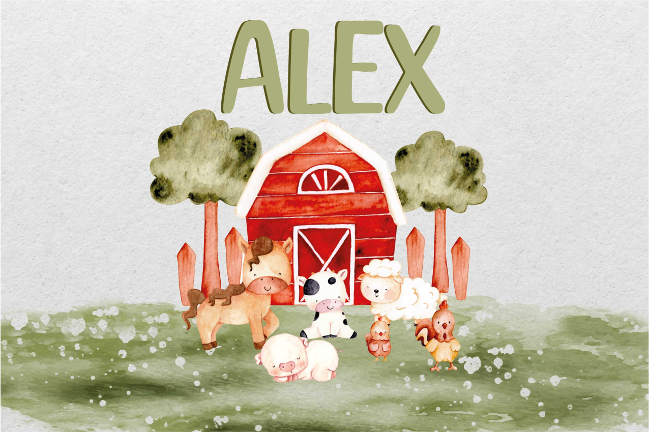 Individuais de mesa em vinil para casa aguarela fazenda fofa - TenStickers