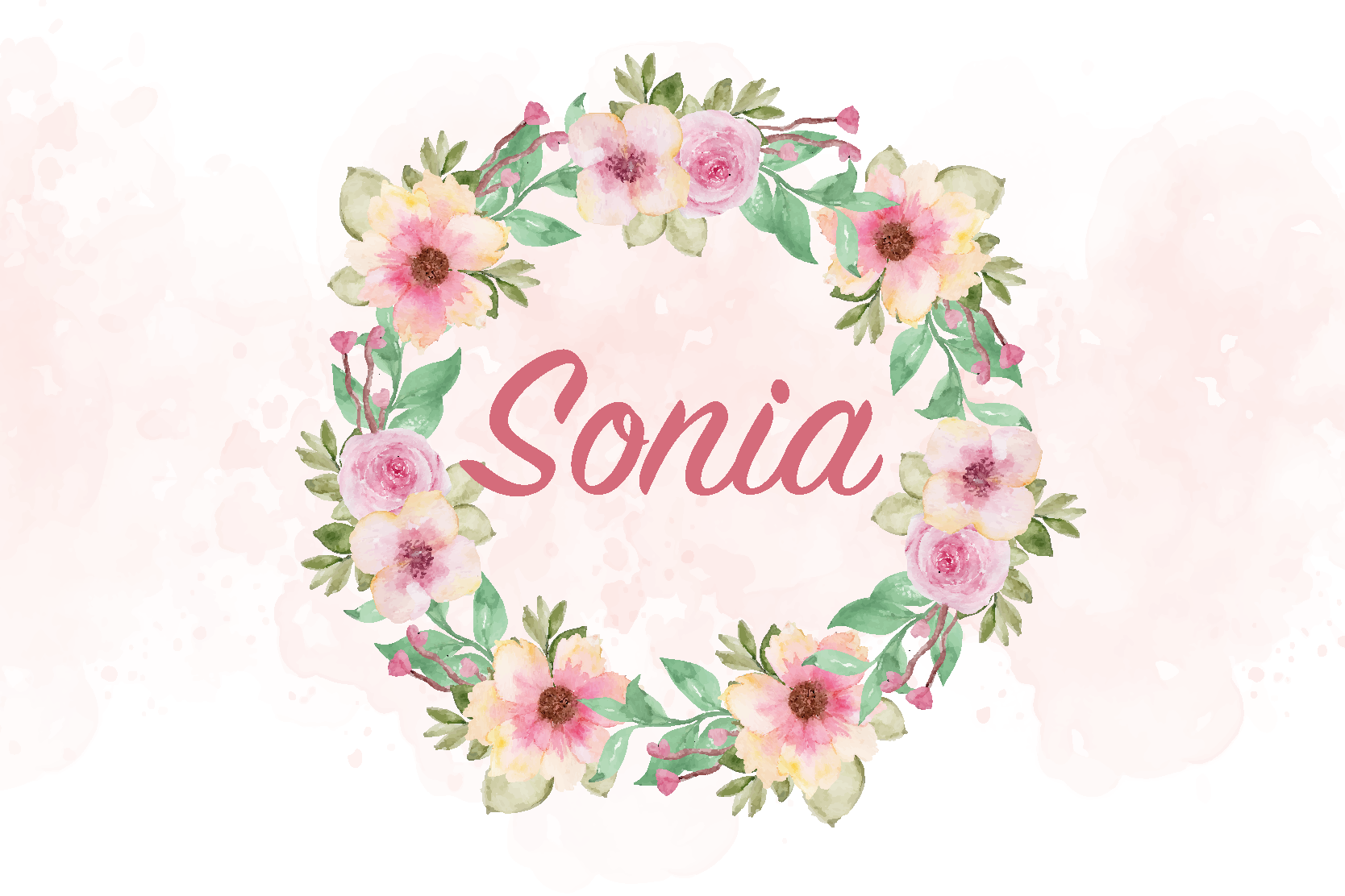 Individual de mesa flores em aquarela com nome - TenStickers