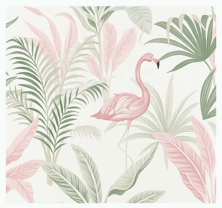 Mural de parede para a sala oásis de flamingos tropicais - TenStickers