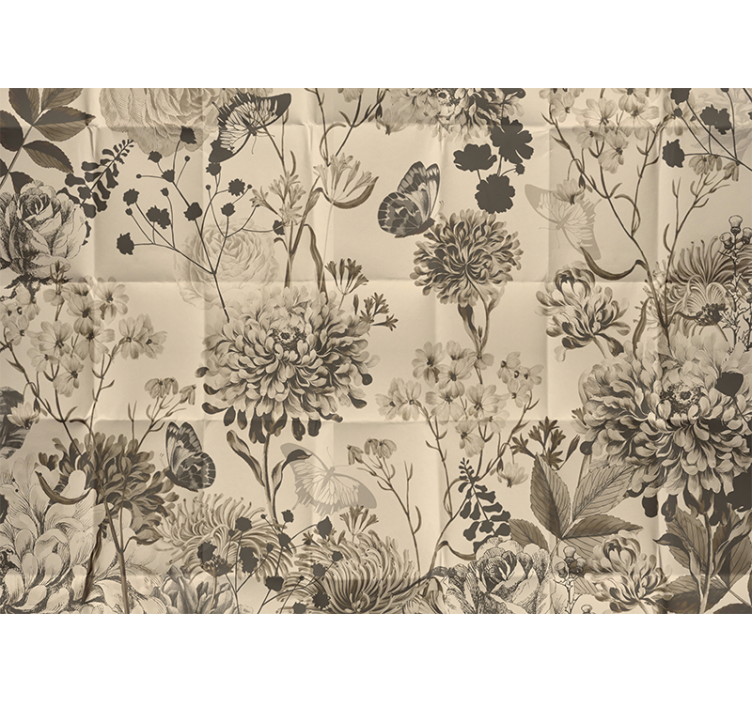 Mural de parede para quarto de casal design floral bege - TenStickers