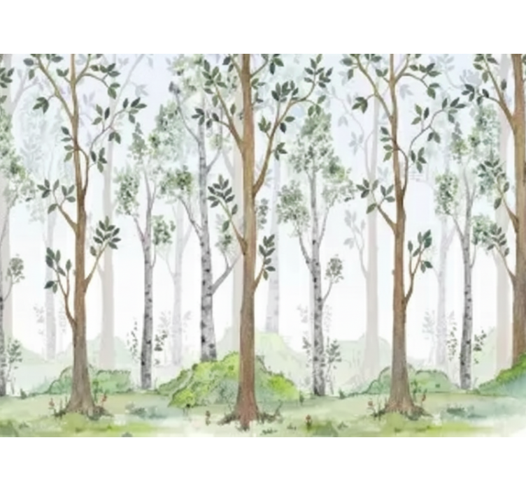Mural de parede bosques com destaque botânico minimalista - TenStickers