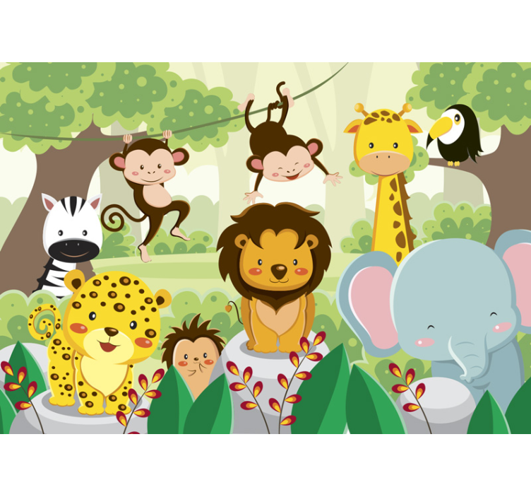 Mural de parede infantil animais na selva - TenStickers