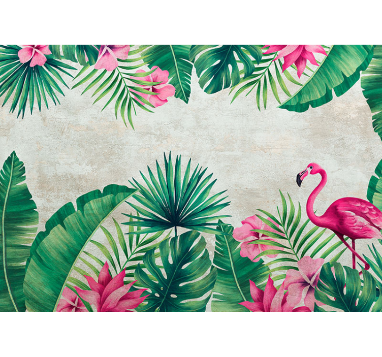 Fotomurais de paisagens Flamingos e palmas - TenStickers
