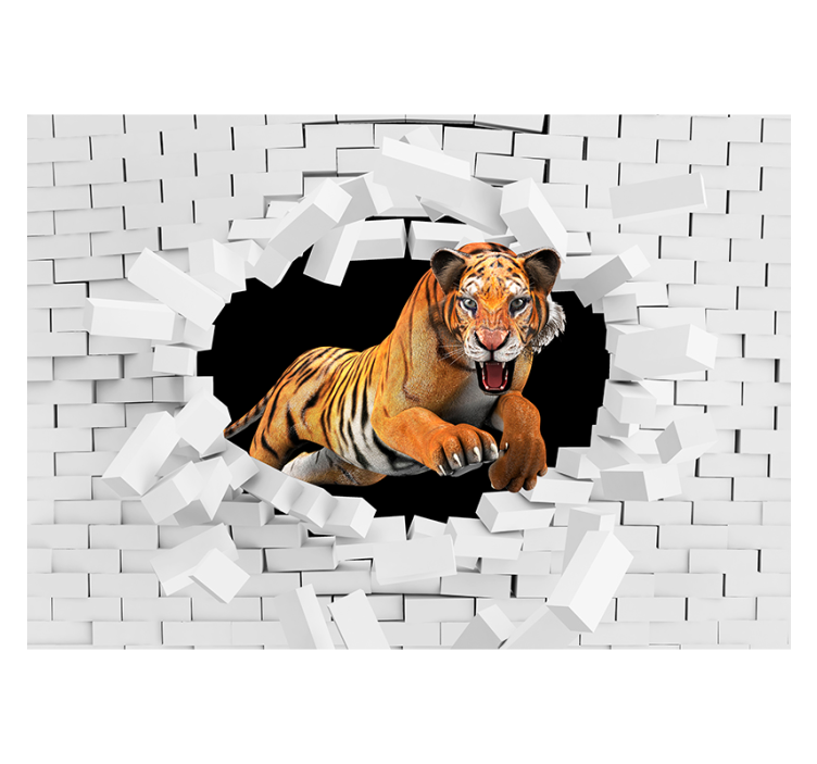 Murais de Parede 3D Tigre - TenStickers