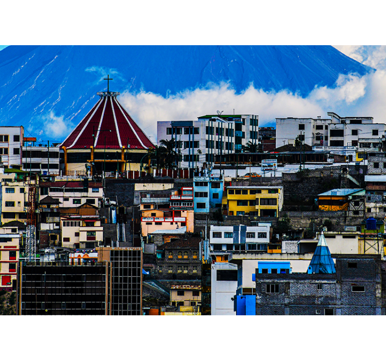 Fotomurais cidades e países paisagem urbana com vulcão - TenStickers