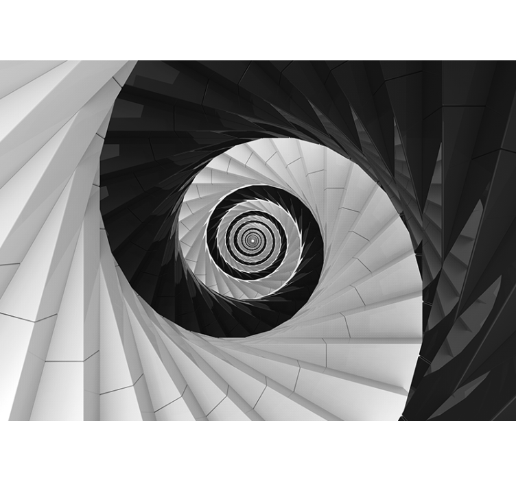 Murais de Parede 3D Espiral preto e branco - TenStickers