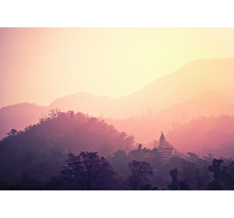 Mural de parede natureza vista do templo da montanha - TenStickers