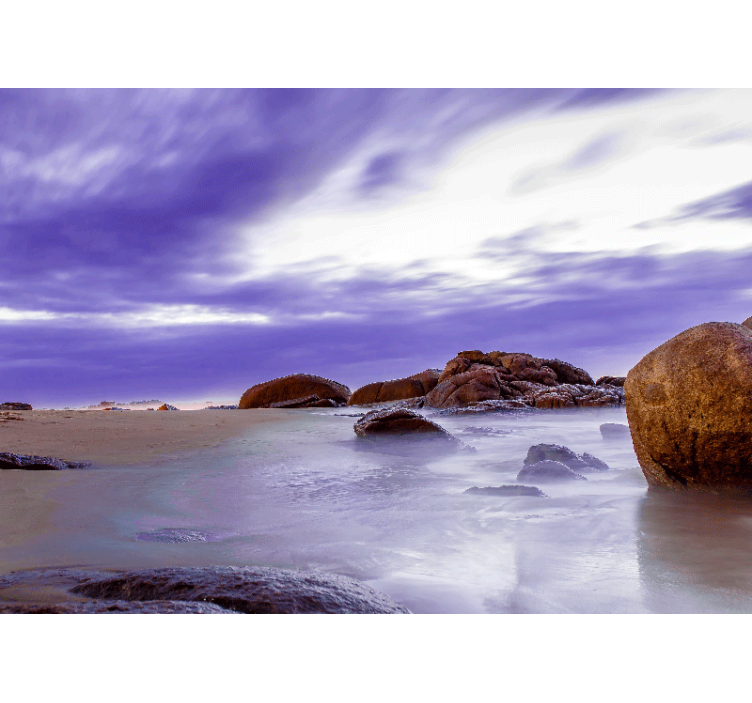 Mural de parede montanha paisagem de praia rochosa - TenStickers