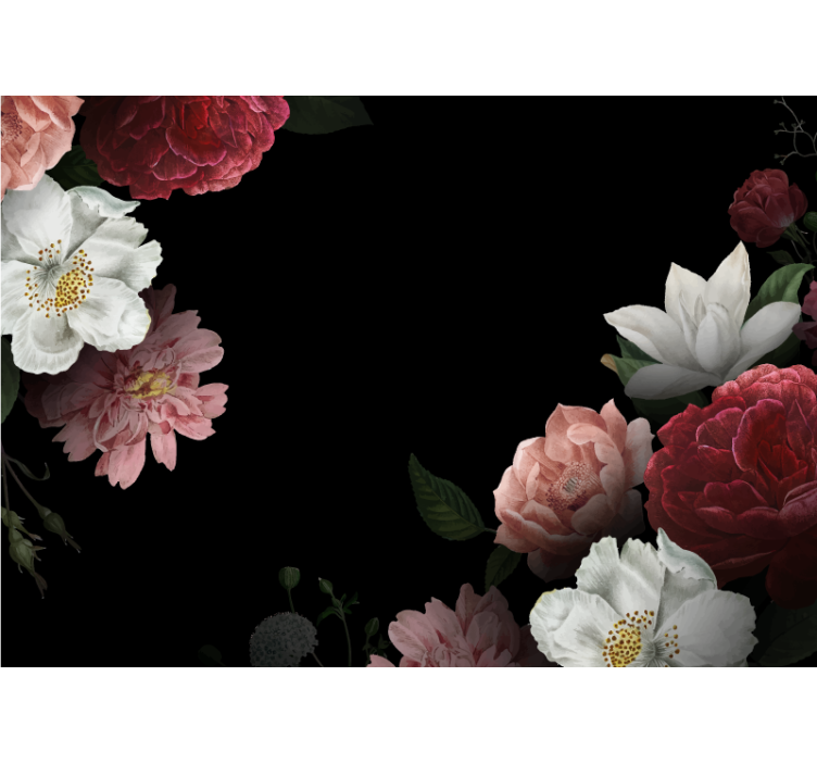 Murais de Parede Flores em fundo preto - TenStickers