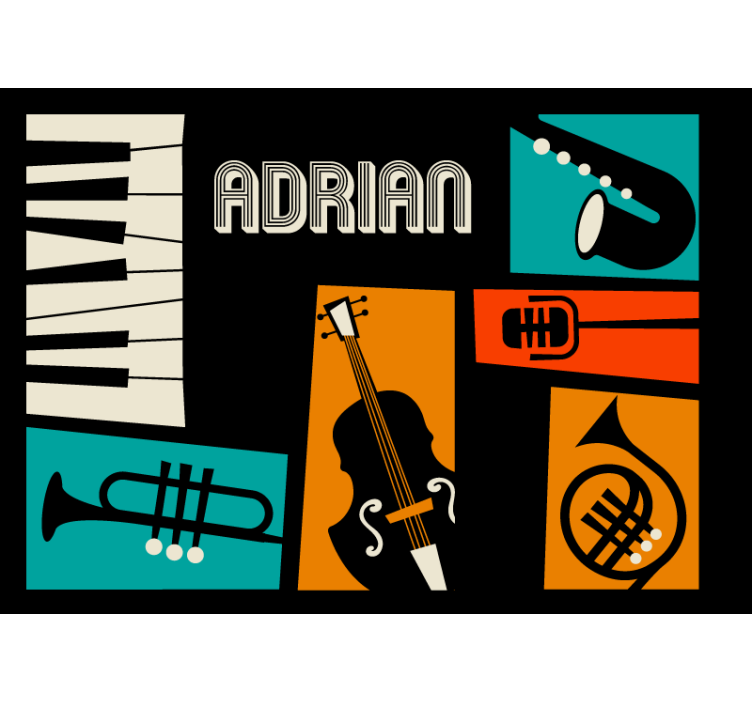 Mural de parede música instrumentos musicais vibrantes - TenStickers