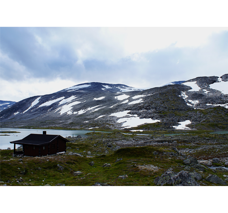 Fotomurais de paisagens refúgio no lago da montanha - TenStickers