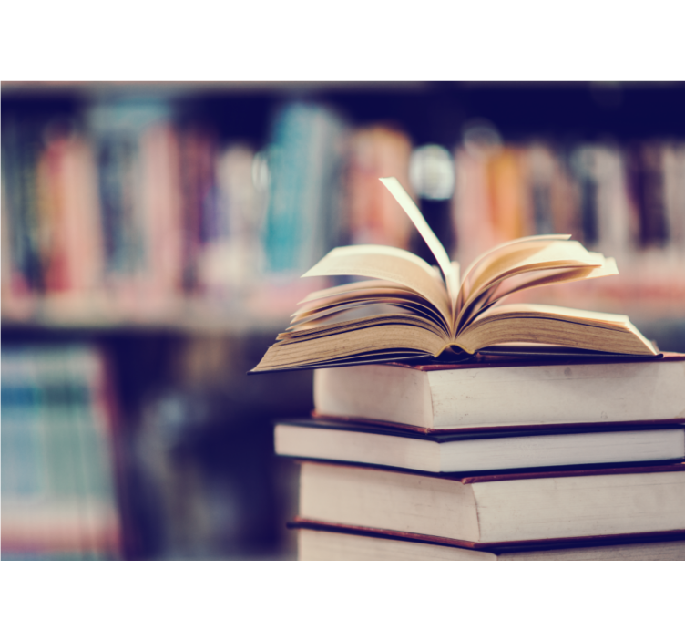 Mural de parede arte pilha de livros abertos - TenStickers