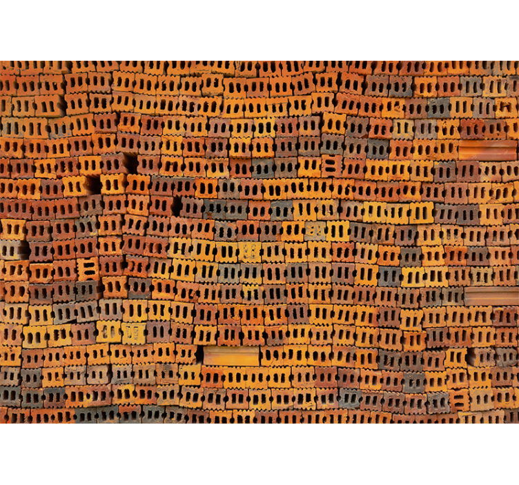 Mural de tijolos com padrão de tijolos empilhados - TenStickers