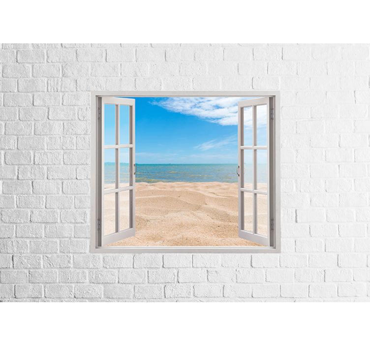 Murais de Parede 3D Parede de tijolos com uma foto de janela - TenStickers