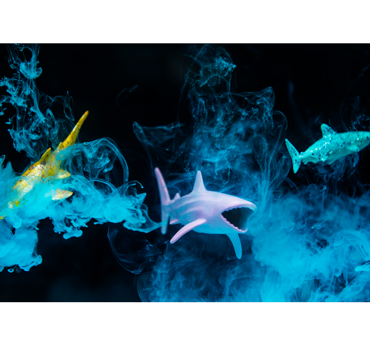 Mural de parede animais ilustração de tubarão colorido - TenStickers