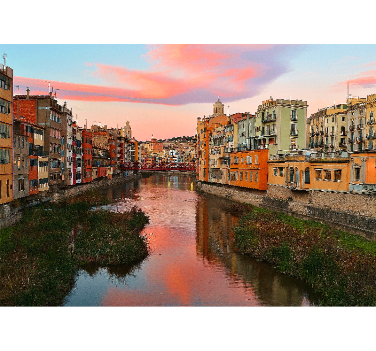 Fotomurais cidades e países pôr do sol no rio de girona - TenStickers