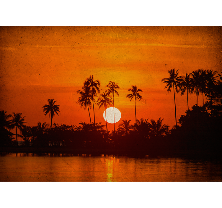 Fotomurais de paisagens Nascer do sol tropical laranja - TenStickers