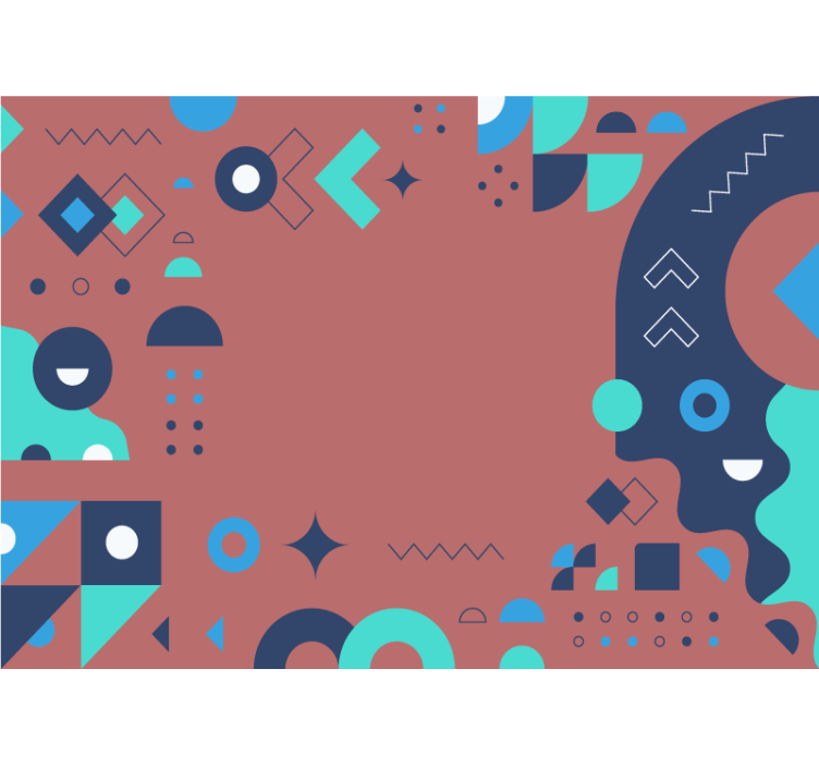 Mural de parede abstrato com composição geométrica - TenStickers