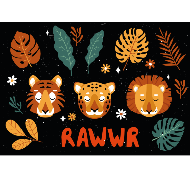 Mural de parede infantil animais brincalhões da selva - TenStickers