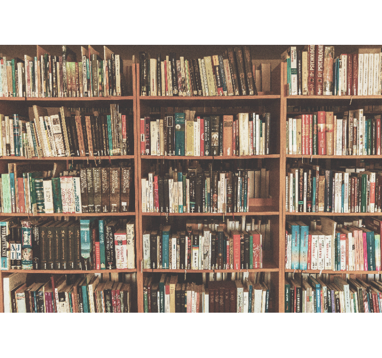 Estante borrada livros antigos fotomural da parede do es - TenStickers