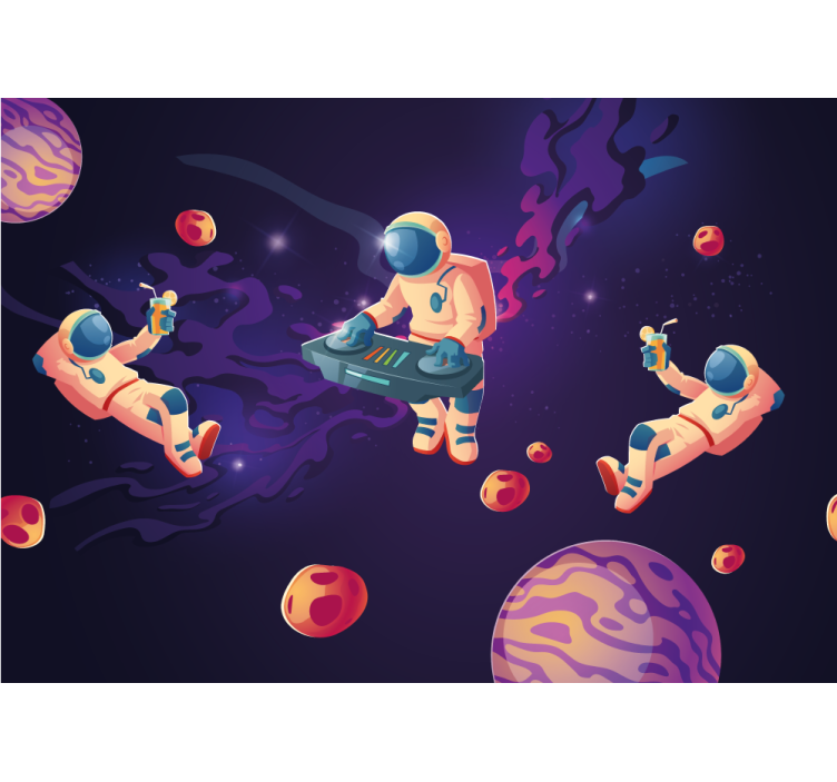 Mural de parede espaço astronautas no espaço - TenStickers