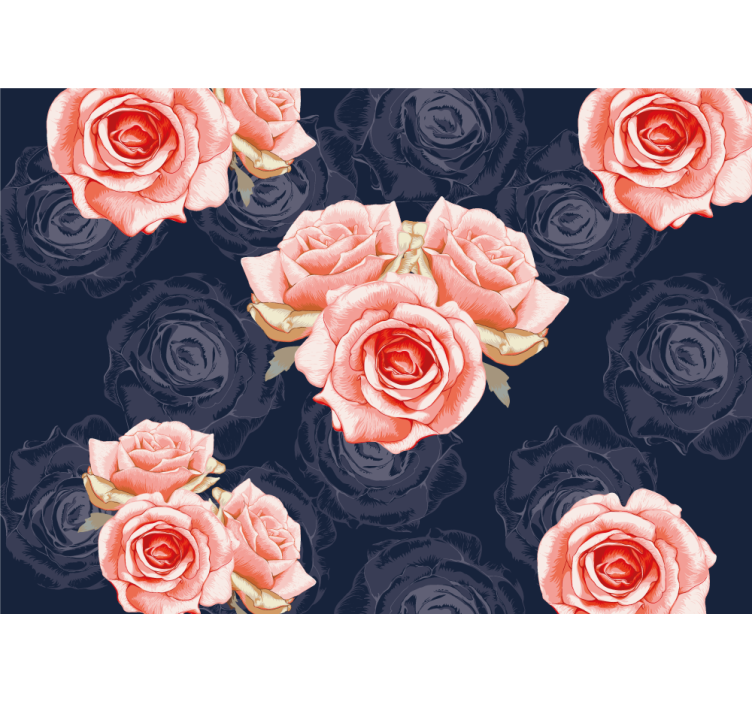 Mural de parede rosas flores pink elegantes - TenStickers