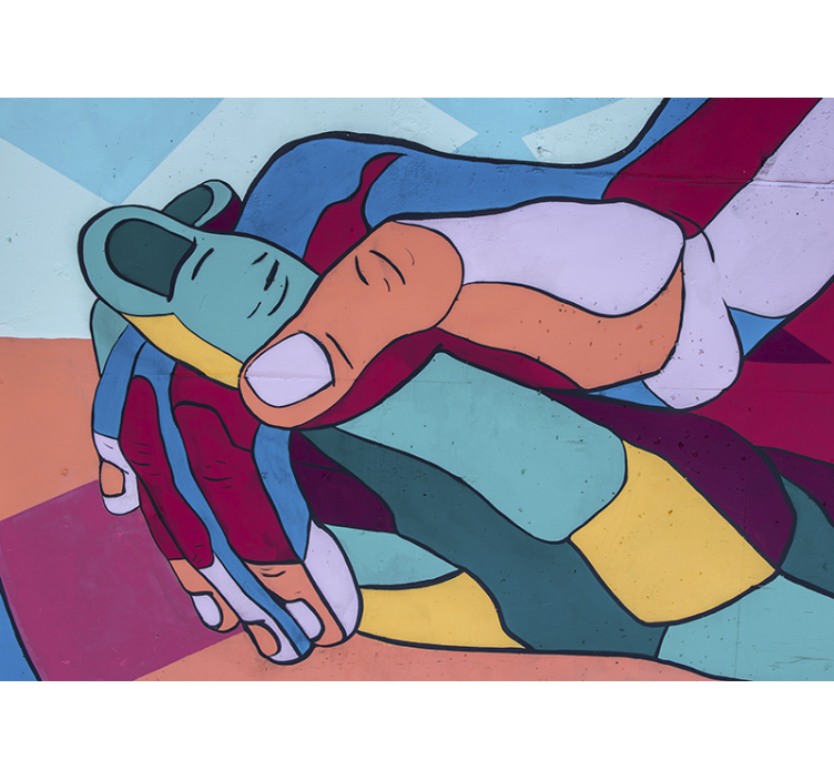 Mural de parede amor abraço de mãos coloridas - TenStickers