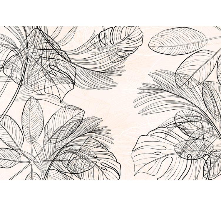 Fotomural para casa de banho esboço de folhas - TenStickers