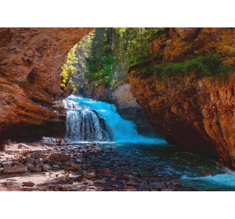 Mural de parede montanha vista de cachoeira em cascata - TenStickers