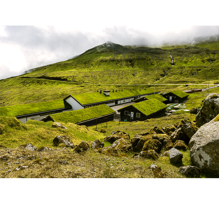 Fotomurais de paisagens Montanhas verdes com pedras - TenStickers