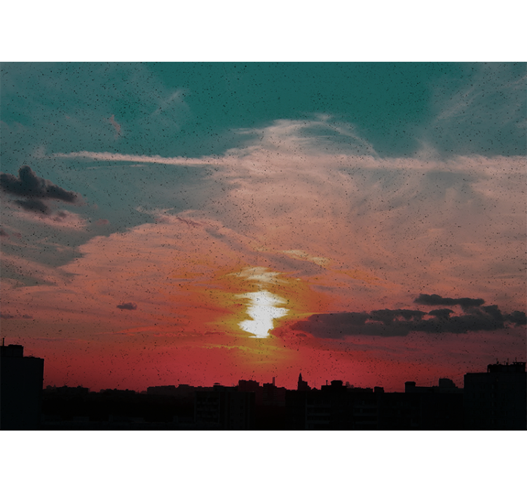 Fotomurais de paisagens pôr do sol sobre a cidade - TenStickers