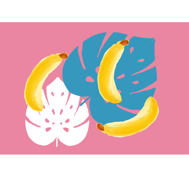 Mural de parede flores bananas e folhas - TenStickers
