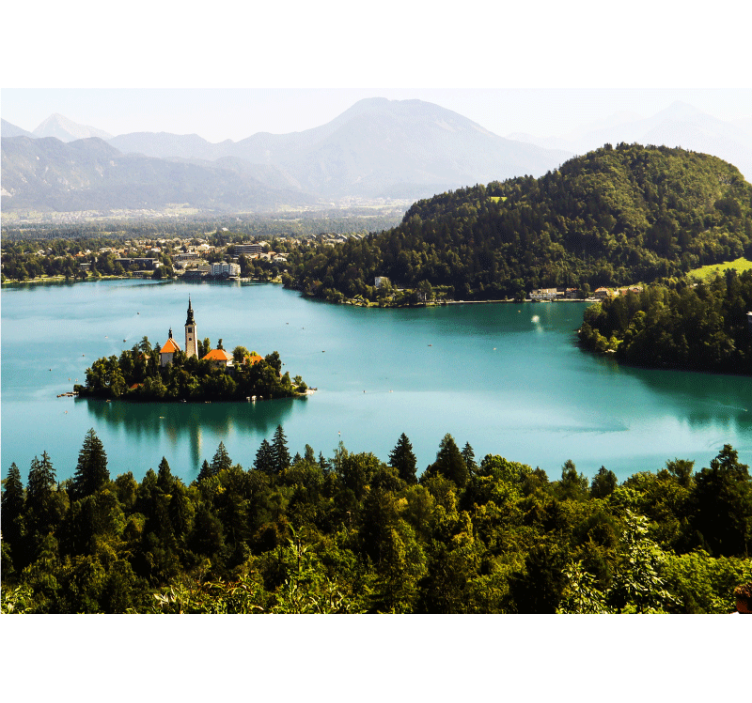 Fotomurais de paisagens ilha do lago bled - TenStickers