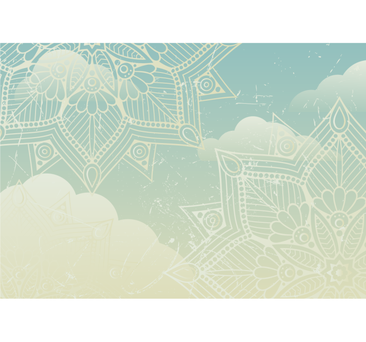 Mandala nuvens céu sépia fotomural de parede - TenStickers