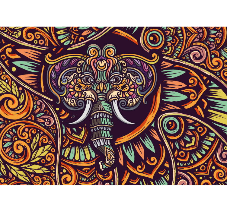 Muitos murais de parede de elefantes mandala coloridos - TenStickers