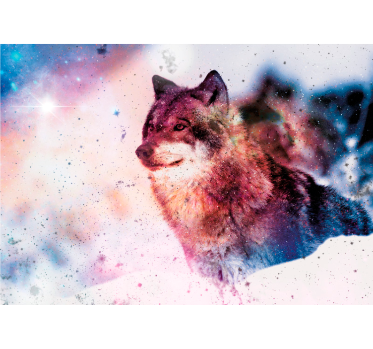 Mural de parede animais lobo cósmico solitário - TenStickers