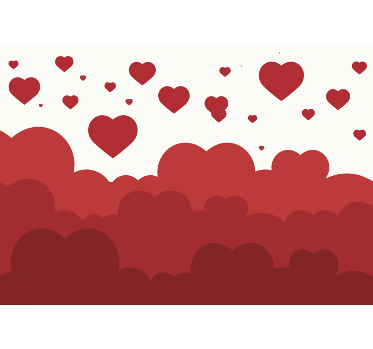 Mural de parede amor nuvens de coração flutuantes - TenStickers