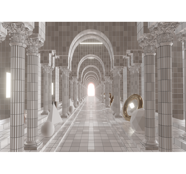 Mural de parede abstrato design de corredor arquitetônico - TenStickers