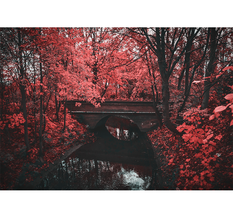 Mural de parede natureza floresta de folhas vermelhas - TenStickers