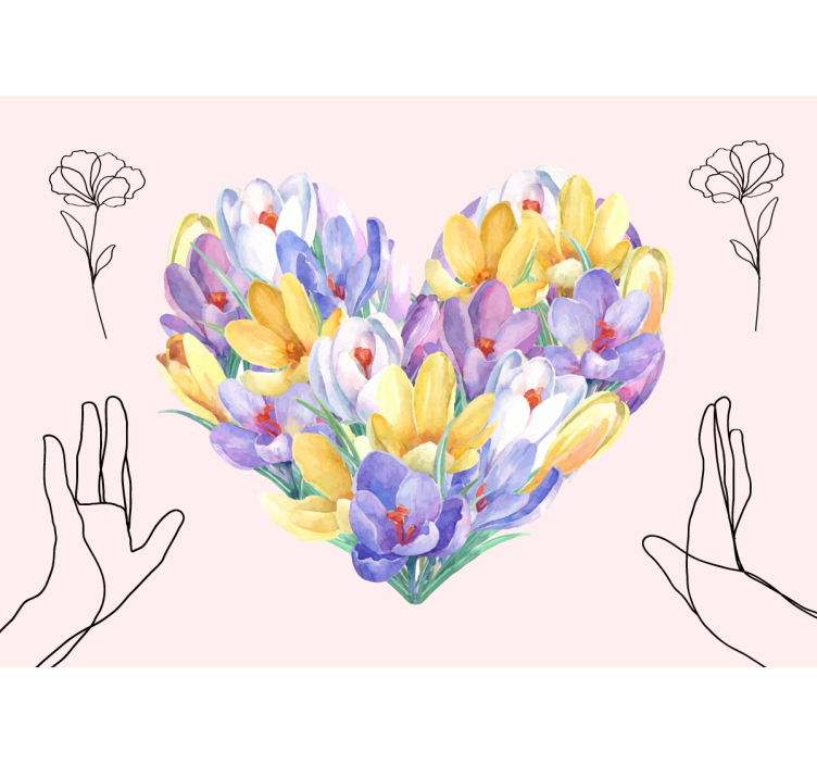 Fotomurais flores buquê em forma de coração - TenStickers