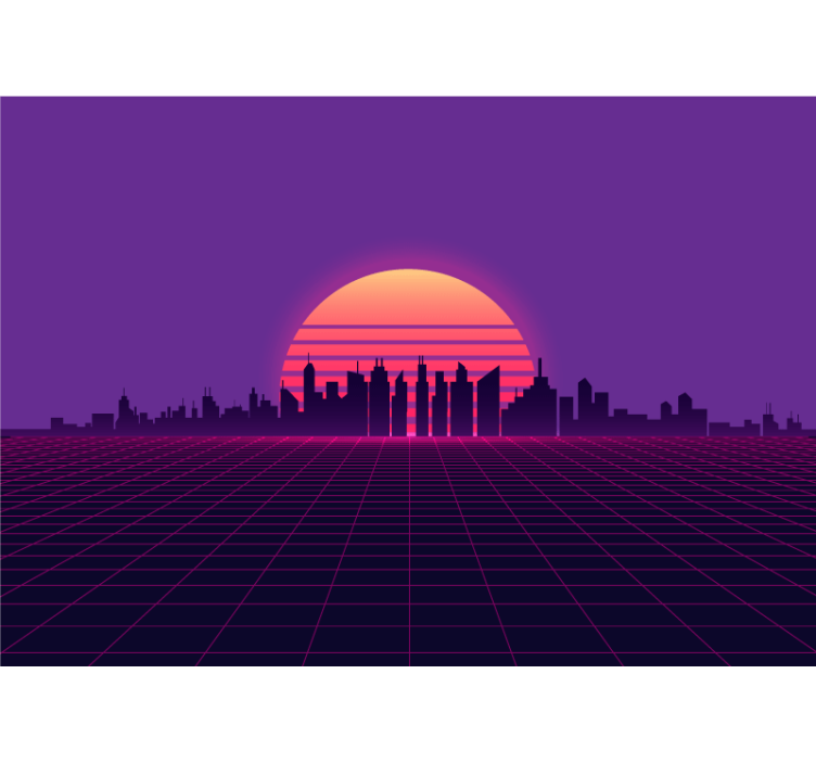 Fotomural para sala pôr do sol estilo anos 80 - TenStickers